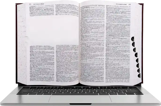 An open book on a laptop